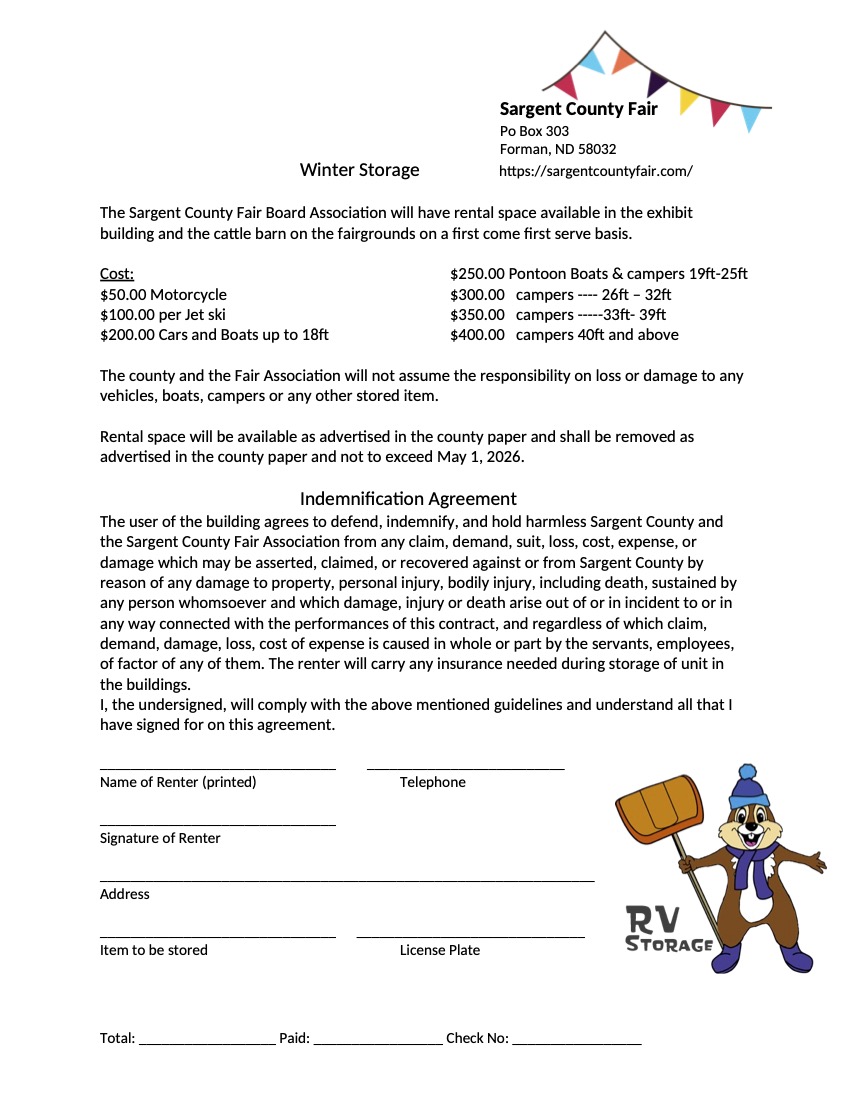 Winter Storage information